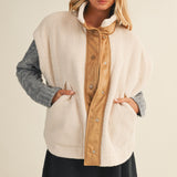 Harper Cozy Snap Vest - Ecru
