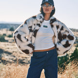 Unreal Cow Print Faux Fur Jacket