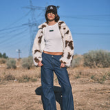 Unreal Cow Print Faux Fur Jacket