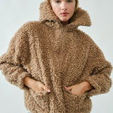 Ultra Soft Half Zip Teddy Jacket - Taupe
