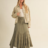 Floral Back-Pleated Cotton Jacket - Taupe