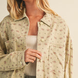 Floral Back-Pleated Cotton Jacket - Taupe