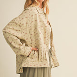 Floral Back-Pleated Cotton Jacket - Taupe