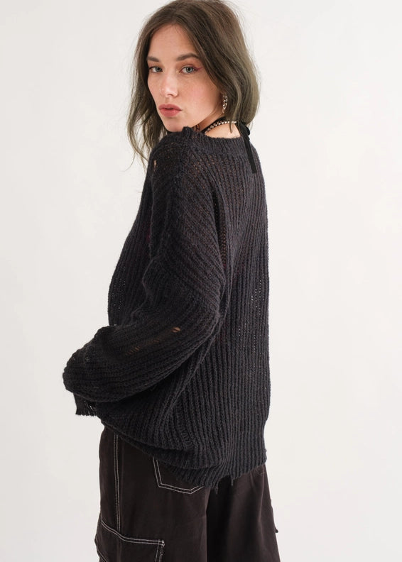 COZY Distressed Loose Pullover Sweater - alldeserved.com
