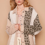 Leopard Print Thermal Shirt - Khaki