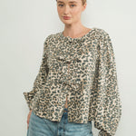 Amara Bow Leopard Denim Blouse - alldeserved.com
