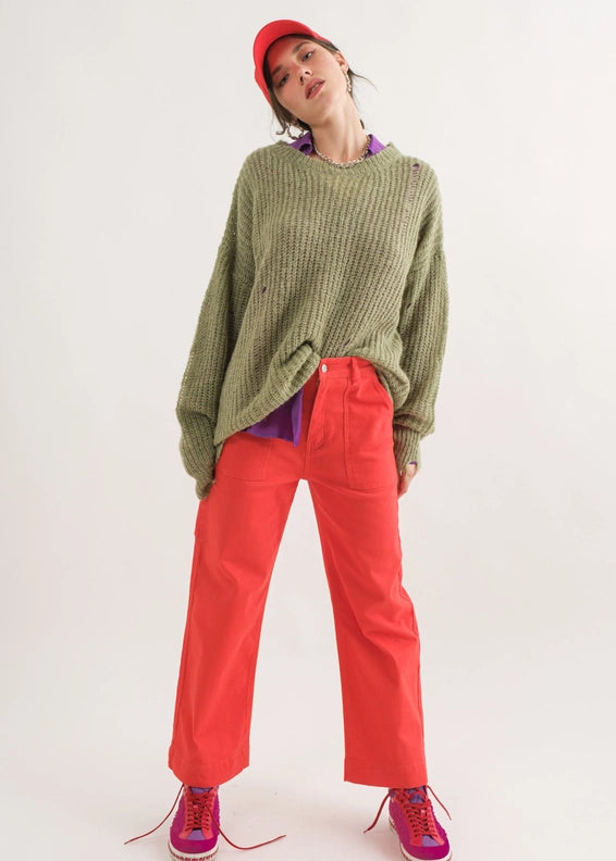 COZY Distressed Loose Pullover Sweater - alldeserved.com