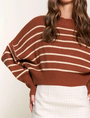 The Street Stripe Slouchy Cropped Sweater - alldeserved.com