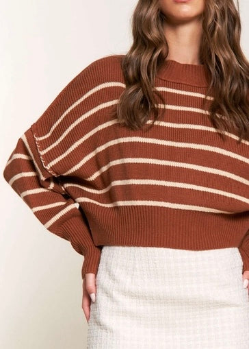 The Street Stripe Slouchy Cropped Sweater - alldeserved.com
