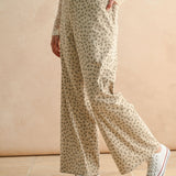 Floral Wide Leg Corduroy Pants – Tan/Olive