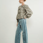 Amara Bow Leopard Denim Blouse - alldeserved.com