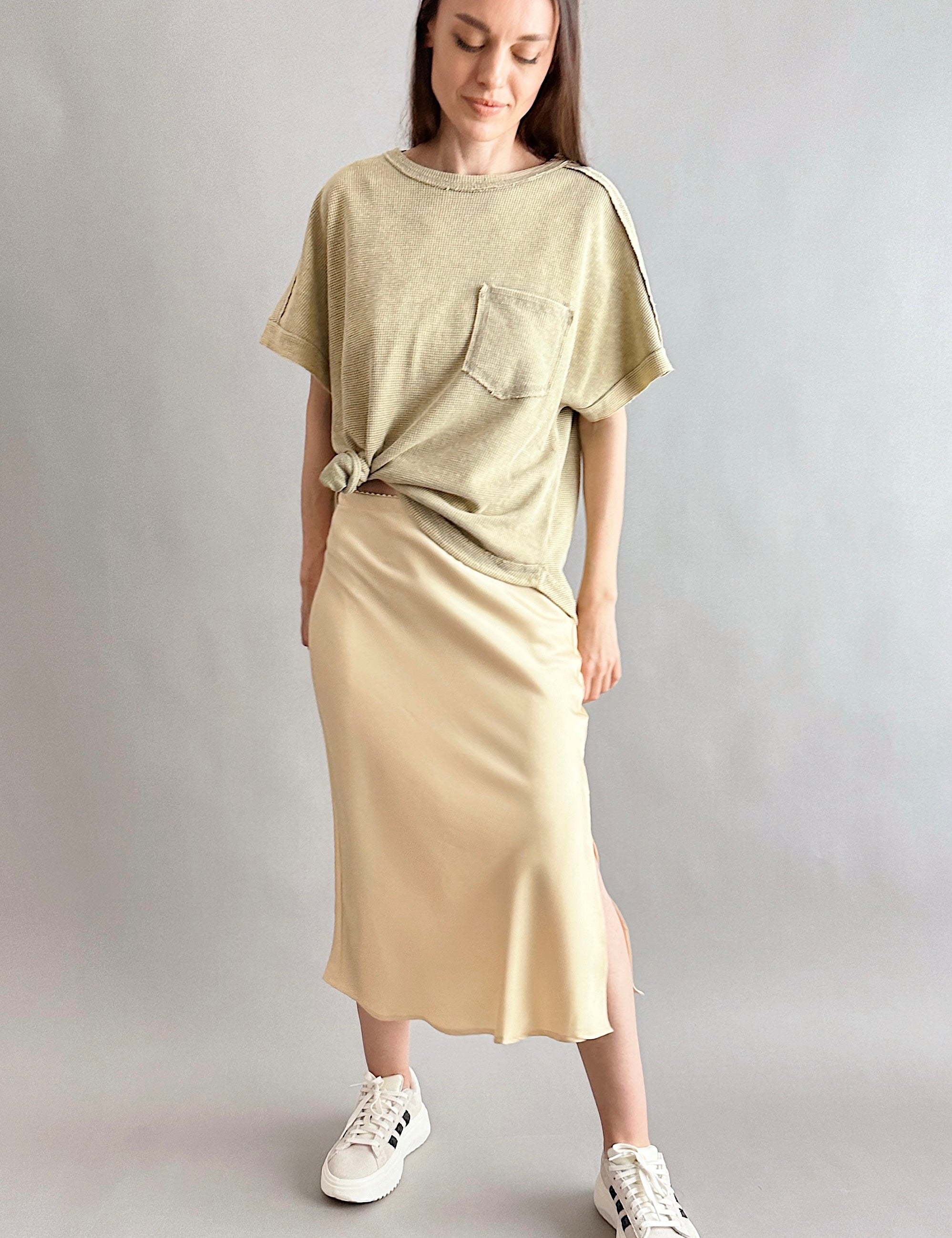 Main Street Satin Midi Skirt - alldeserved.com