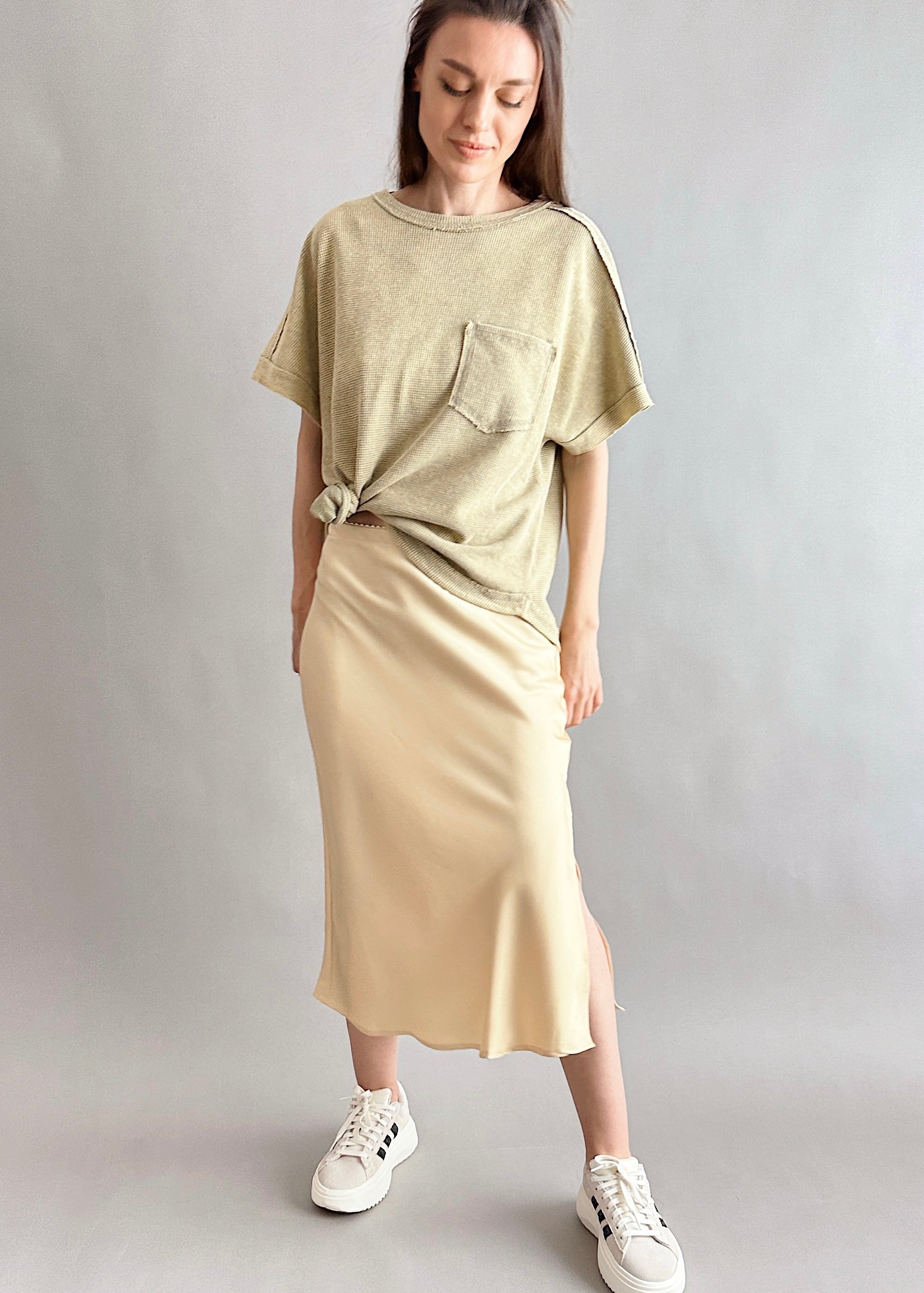 Main Street Satin Midi Skirt - alldeserved.com