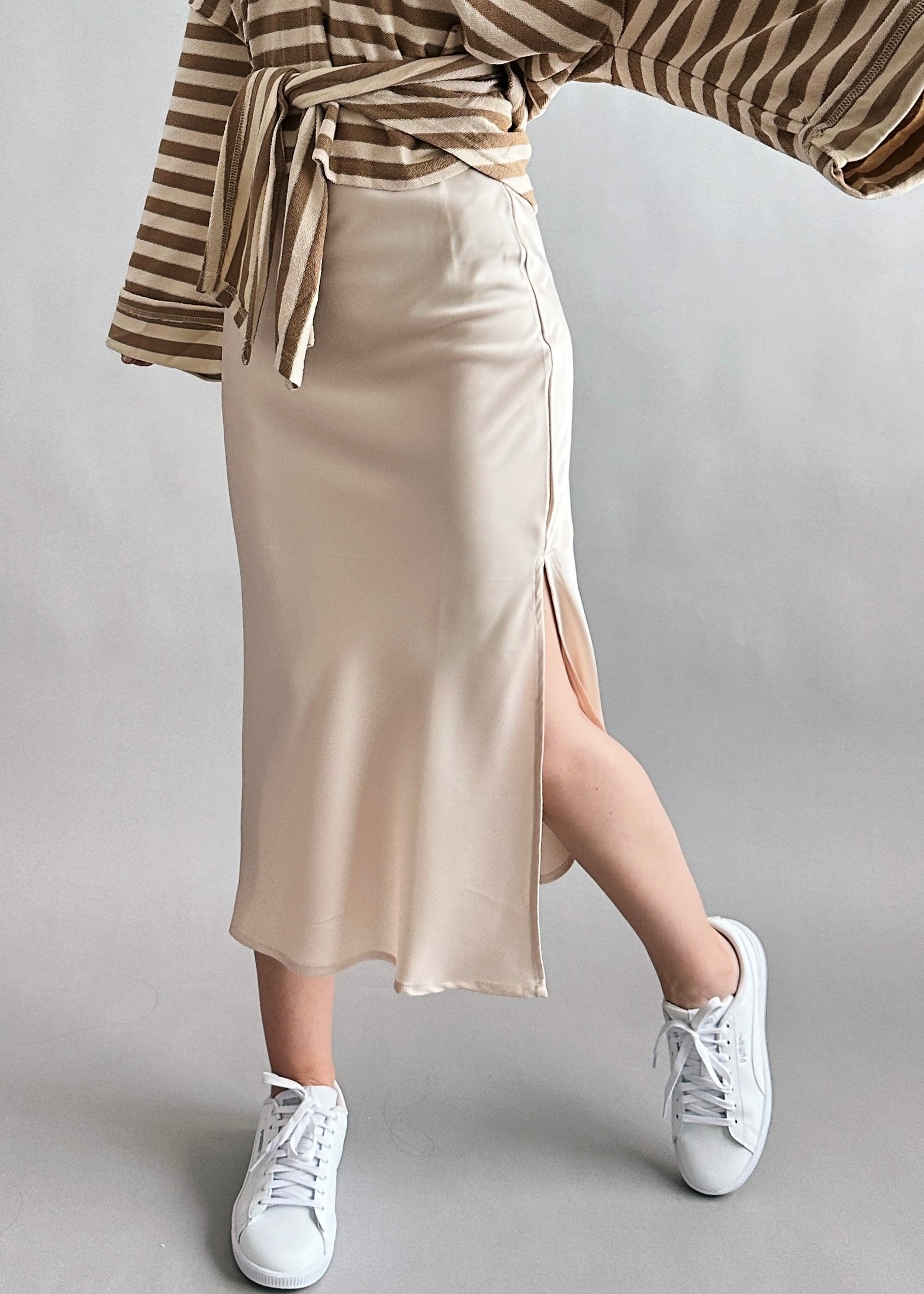 Main Street Satin Midi Skirt - alldeserved.com