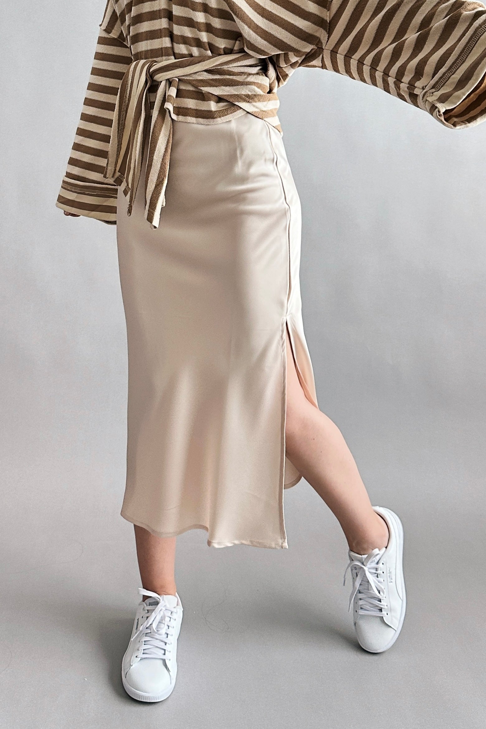 Main Street Satin Midi Skirt - alldeserved.com