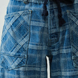 Moxie Barrel Eyelet Jeans - Blue Plaid
