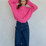 Hailey Button Down Cardigan - Rose