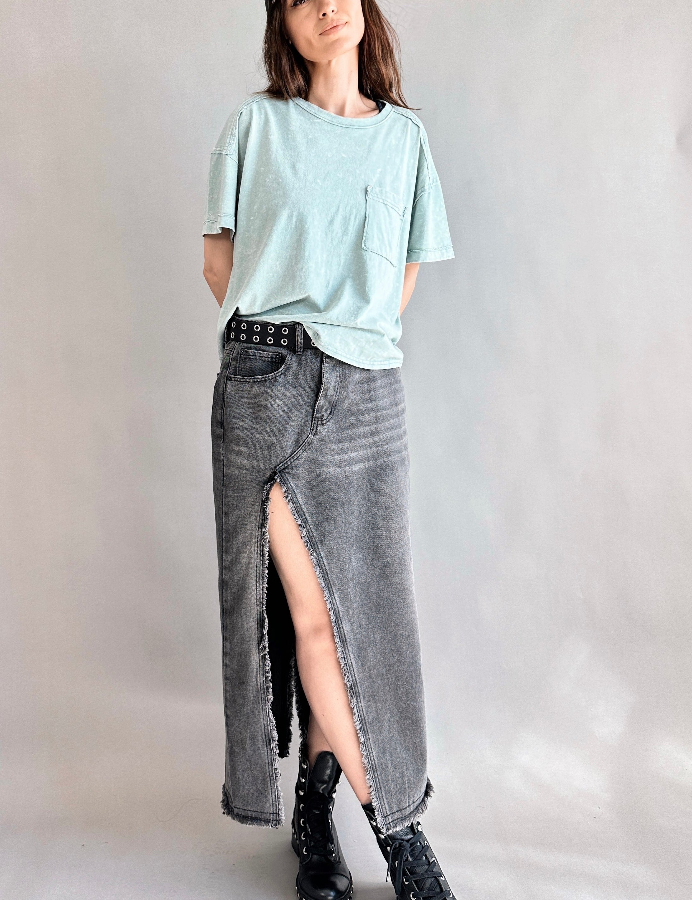 Madi Side Slit Denim Skirt - alldeserved.com