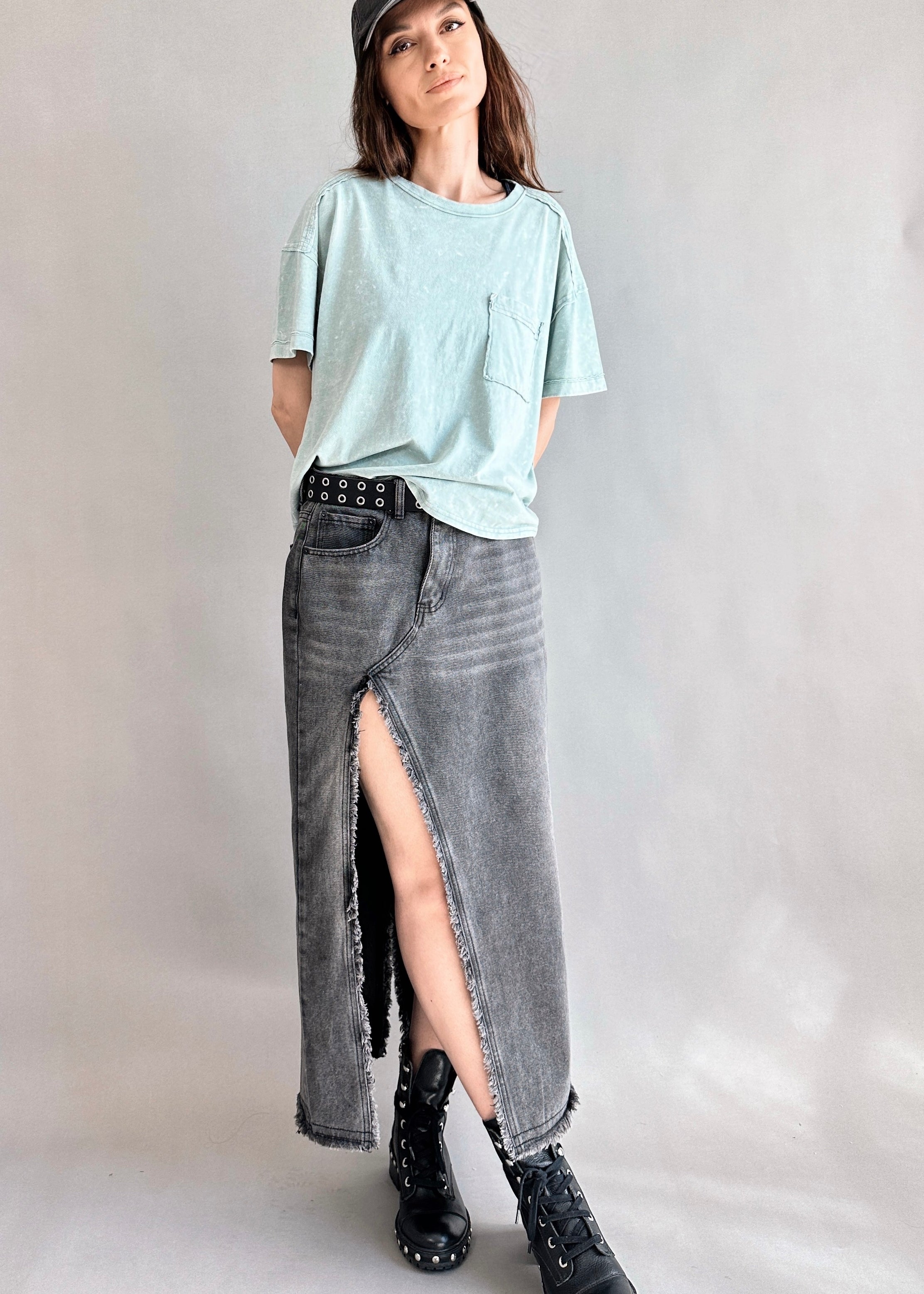 Madi Side Slit Denim Skirt - alldeserved.com