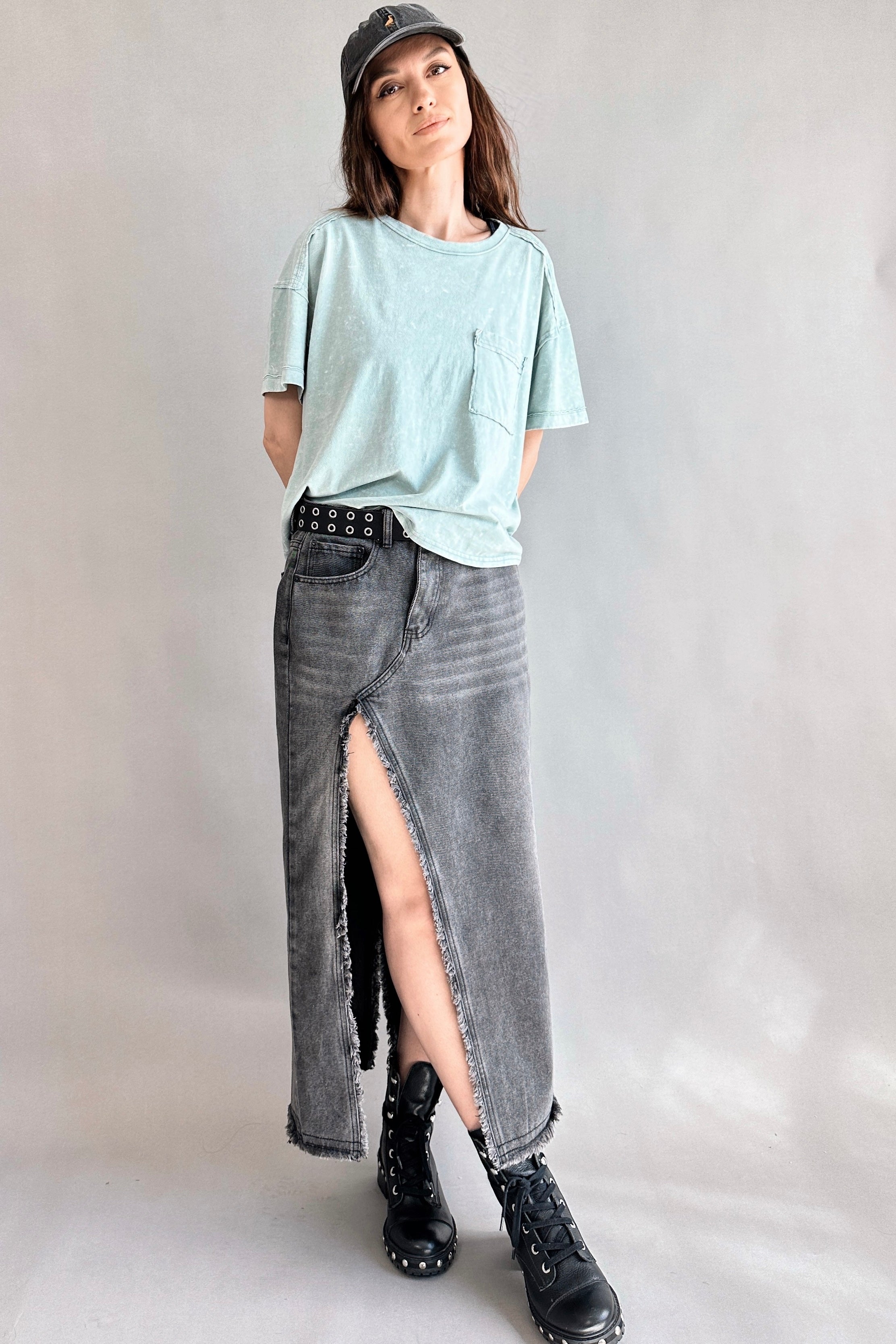 Madi Side Slit Denim Skirt - alldeserved.com