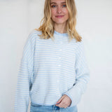Hailey Button Down Cardigan - Mini striped - Light Blue