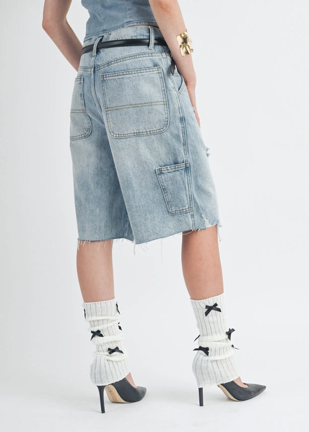 Cruisin Long Baggy Denim Shorts - alldeserved.com