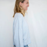 Hailey Button Down Cardigan - Mini striped - Light Blue