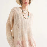 COZY Distressed Loose Pullover Sweater - alldeserved.com
