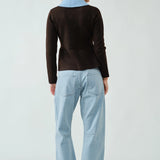 Moxie Barrel Eyelet Jeans - Light Jacquard Stripe