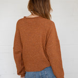 Hailey Button Down Cardigan - Rust