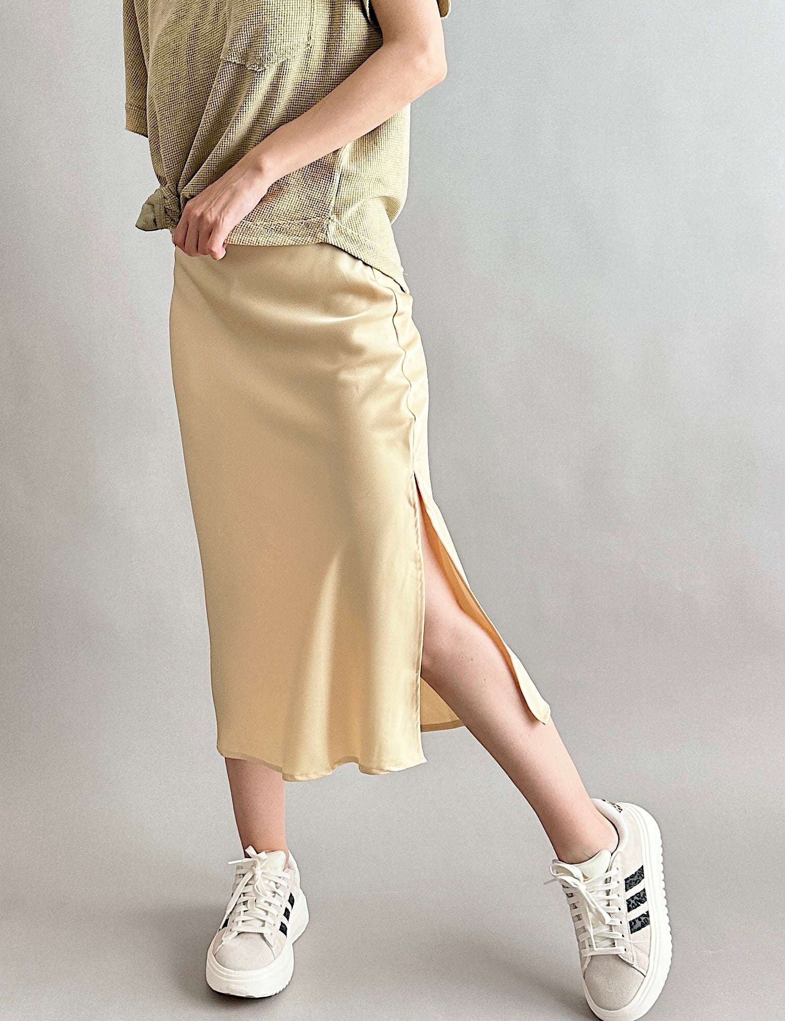 Main Street Satin Midi Skirt - alldeserved.com