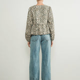 Amara Bow Leopard Denim Blouse - alldeserved.com