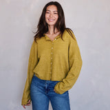 Hailey Button Down Cardigan - Dijon Yellow