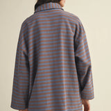 Cozy in Stripes Button-Up Jacket - Denim Combo