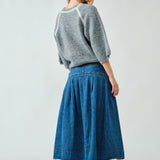 Lotus Basque Denim Midi Skirt