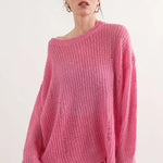 COZY Distressed Loose Pullover Sweater - alldeserved.com