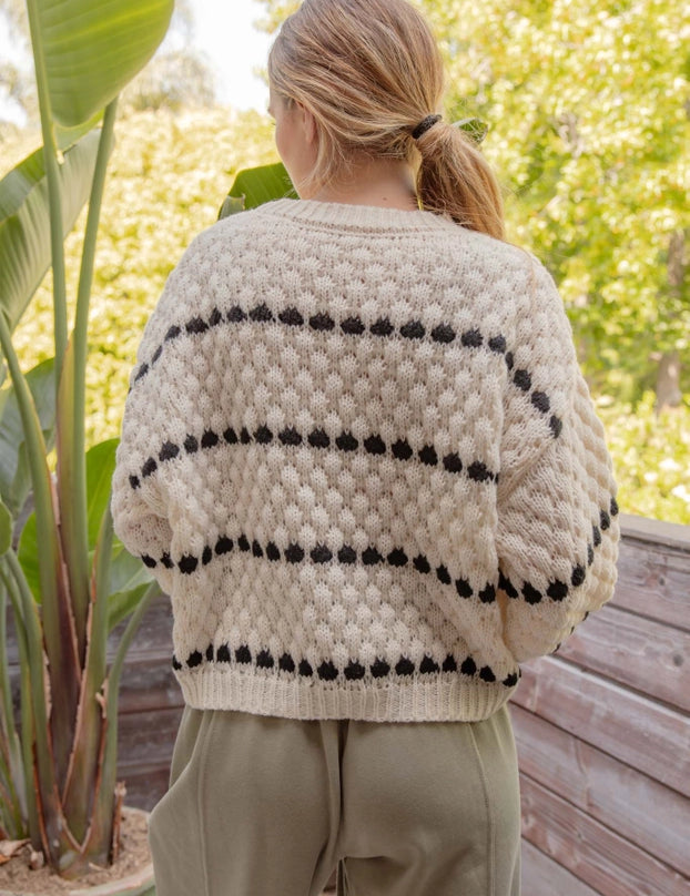 Textured Knit Balloon Sleeve Sweater - alldeserved.com
