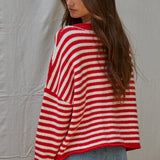 Hailey Button Down Cardigan – Warmth Edition - Red/Ivory