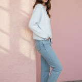 Hailey Button Down Cardigan - Mini striped - Light Blue