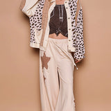 Leopard Print Thermal Shirt - Cream