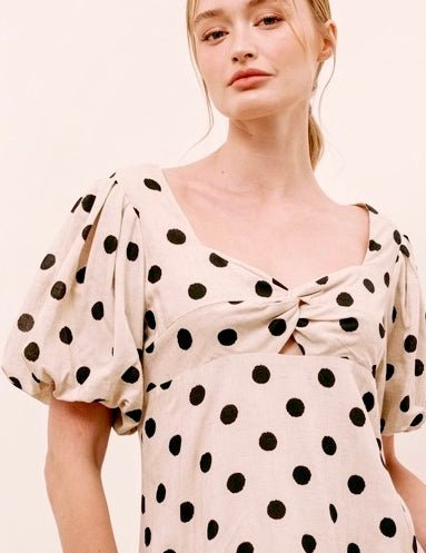Bianca A-line Polka Dot Midi Dress - alldeserved.com