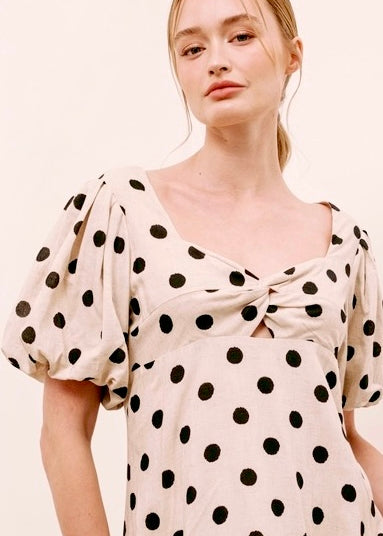 Bianca A-line Polka Dot Midi Dress - alldeserved.com