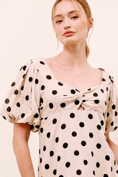 Bianca A-line Polka Dot Midi Dress - alldeserved.com