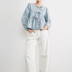 Amara Bow Denim Blouse - alldeserved.com