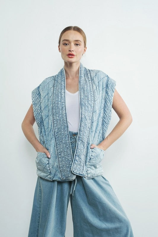 Fuji Quilted Denim Vest - alldeserved.com