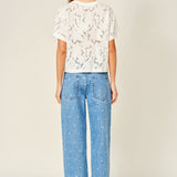 Back view of Truro High Rise Barrel Jeans in Denim Polka Dot featuring a softly tapered barrel leg - full outfit