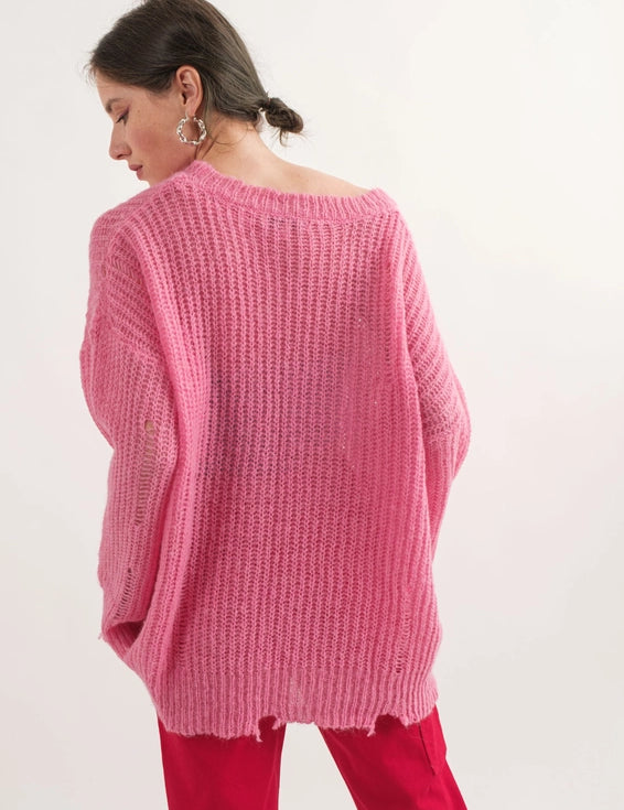 COZY Distressed Loose Pullover Sweater - alldeserved.com