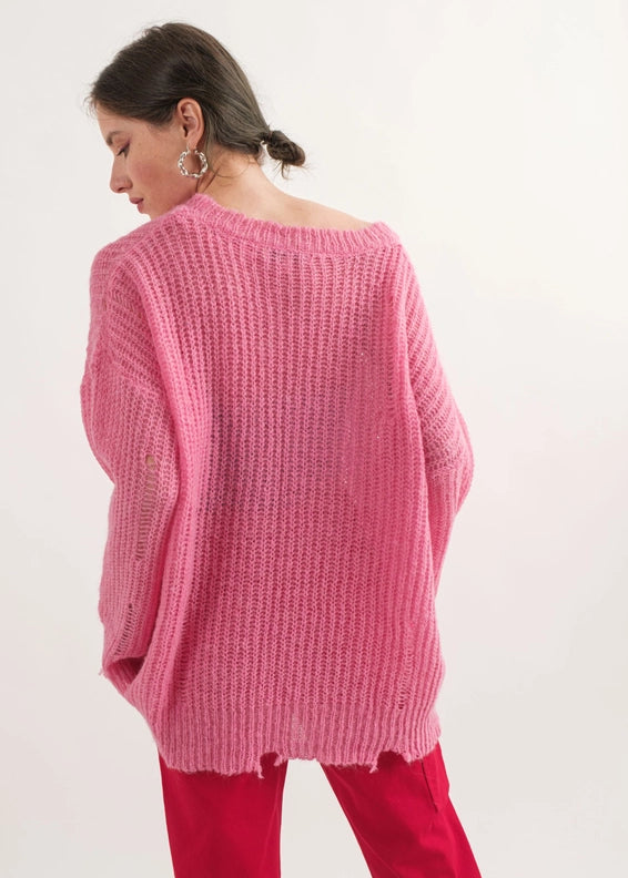 COZY Distressed Loose Pullover Sweater - alldeserved.com