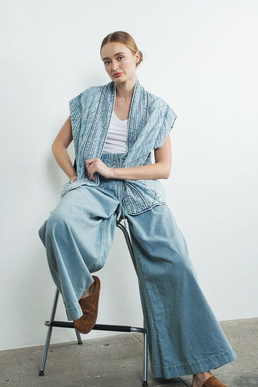 Fuji Quilted Denim Vest - alldeserved.com