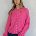 Piper Cardigan - Hailey cardigan  in Rose on a model - front view